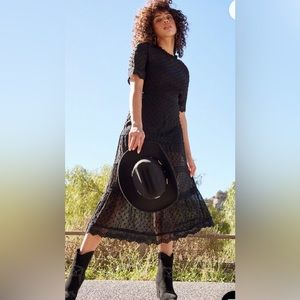 NWT Lulus Dreaming of You Black Dot MIDI Dress
